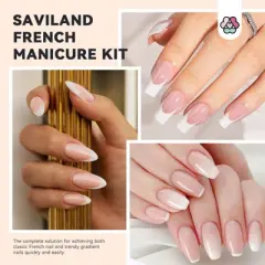 SAVILAND Soft Nail Sponges for Ombre: Gradient Nail Art Sponges with Grabbing Pen, Easy French Tip Stickers for Beginner