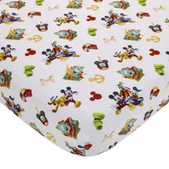 Disney Mickey Mouse Funhouse Crew 2 Piece Toddler Sheet Set - Fitted Bottom Sheet and Reversible Pillowcase