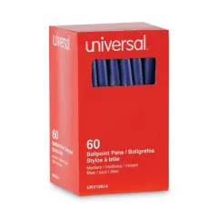 Universal Ballpoint Pen Value Pack, Stick, Medium 1 mm, Blue Ink, Gray/Blue Barrel, 60/Pack