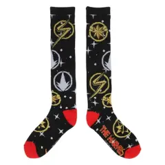 The Marvels Superhero Logos Adult Black Knee High Socks-OSFA