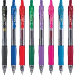 Pilot G2 Premium Retractable Gel Ink Pen Assorted Ink 1mm 8/Pack 31654