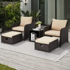 EROMMY 5 Piece Wicker Seating Group with Cushions