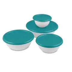 Sterilite 07479406 Covered Bowl Set, White, Pack of 4