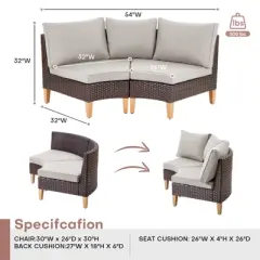 Gymojoy 2 Pieces Patio Furniture Set All-Weather Outdoor Wicker Sectional Sofa