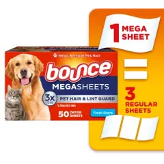 Bounce Pet Mega Dryer Sheet - 50ct