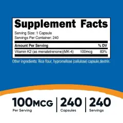 Nutricost Vitamin K2 MK-4 Capsules (100mcg) (240 Capsules)