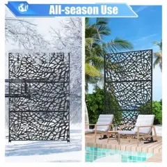 CLIHOME Outdoor Grid Shape Metal Decorative Screens,Freestanding Outdoor Indoor Privacy Screen