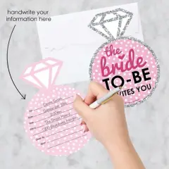 Big Dot of Happiness Bride-To-Be - Shaped Fill-In Invitations - Bridal Shower or Classy Bachelorette Party Invitation Cards with Envelopes - Set of 12