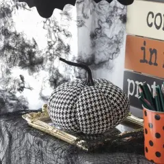 Whisen Fabric Pumpkin Decor, Holiday Halloween Decoration - Black & White