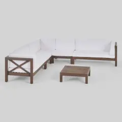 Brava 6pc Acacia Wood Sectional Patio Seating Set - Christopher Knight Home