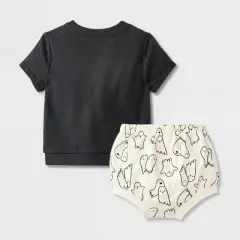 Baby 2pc Halloween Ghost Friends T-Shirt & Bloomer Set - Cat & Jack&trade; Black