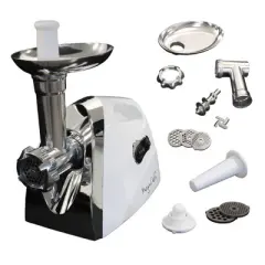 Mega Chef 1200 Watt Powerful Automatic Meat Grinder for Household Use: Stainless Steel Food Processor, All Metal Drive System