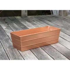 ACHLA Designs 22" Wide Rectangular Medium Galvanized Steel Planter Box Copper Plated: Embossed, No Assembly, Indoor/Outdoor