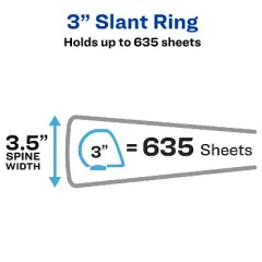 Avery Heavy-Duty View 3 Ring Binders, 3 Inch One Touch Slant Rings, 2 White Binders (46045)