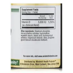 Windmill Natural Vitamin D3 (Cholecalciferol) 5000 IU (125mcg) 60 Tablets