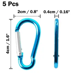 Unique Bargains Aluminum Hiking D-Ring Keychain Carabiner Hook Teal 1.6" x 0.8" x 0.16" 5 Pcs