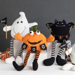 Transpac Plush Spooky Character Sitter Set of 4 Halloween Figurines Colorful Indoor Decor for Tabletop and Mantel