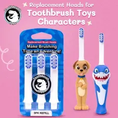 Toothbrush Toys Replacement Kids Toothbrush Heads, Extra soft Bristles, Manual Kids Toothbrush, Fun & Replaceable - 3PK