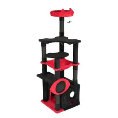 Furniinspire Pet Tower Cat Tree Tower Gothic Cat Climber With Condo, Hammock, Scratching Post ,Halloween Gift, Multicolored, 19.5"*19.5"*52.65"