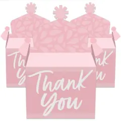 Big Dot of Happiness Pink Elegantly Simple - Treat Box Party Favors - Guest Party Favors Goodie Gable Boxes - Set of 12