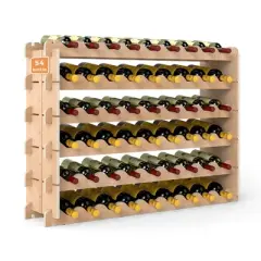 Sandinrayli Stackable Wine Rack, 6-Tier Freestanding Modular 54-Wine Bottle Storage Display Shelf for Kitchen Bar Pantry Cellar