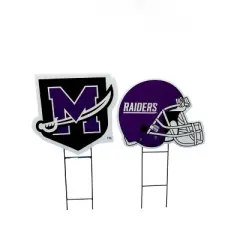 NCAA Mount Union Purple Raiders 2pk Logo and Helmet Garden Stake Set