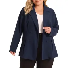 Agnes Orinda Women's Plus Size Lapel Work Double Breasted Jacket Blazers