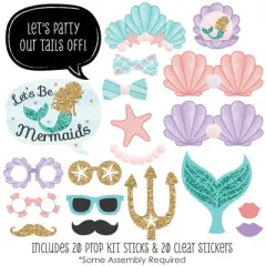 Big Dot of Happiness Let's Be Mermaids - Baby Shower or Birthday Party Photo Booth Props Kit - 20 Count