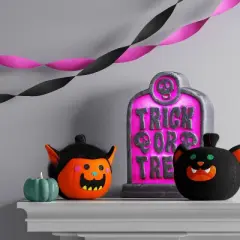 Fabric Pumpkin and Werewolf Figurine - Hyde and EEK! Boutique&trade; Orange