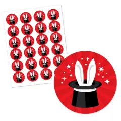 Big Dot of Happiness Ta-Da, Magic Show - Magical Birthday Party Circle Sticker Labels - 24 Count