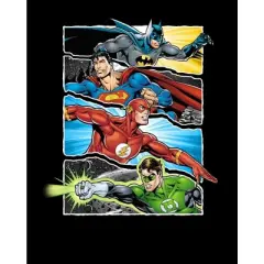 Justice League Four Superheroes Black T-shirt Toddler Boy to Youth Boy