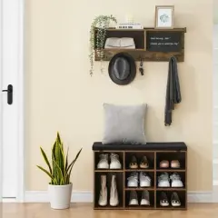 Garvee Shoe Bench and Coat Rack Set, 4 in 1 Hall Tree with Shoe Rack for Entryway Hallway