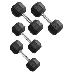 TROPOW Black PVC Hex Dumbbell Set &uml;C 100LB (5/10/15/20LB x2) & 110LB (25/30LB x2) for Home Gym, Strength Training & Full-Body Workout