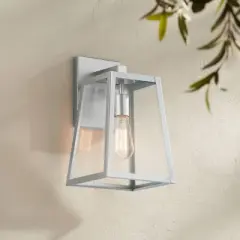 John Timberland Arrington Modern Outdoor Wall Light Fixture Silver Steel 13" Clear Glass for Post Exterior Barn Deck House Porch Yard Posts Patio Home