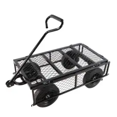 FATMOON Heavy Duty 660Lbs Capacity Garden Cart with 4 Airless Solid Tires & Removable Mesh Sides-Foldable Utility Wagon for Gardening,Yard Work