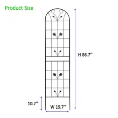 Syemin Patio Decorative Screens, Iron Arch Decoration Garden Trellis, for Outdoor for Climbing Plants Support, Flowerbed, Black, 19.7"*19.7"*86.7"