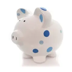 Bank Blue Multi Dot Bank  -  1 Bank 7.75 Inches -  Polka Piggy Money Saving  -  3606Bl  -  Ceramic  -  Blue