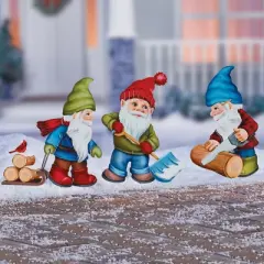 Collections Etc Winter Gnomes Garden Stakes - Set of 3