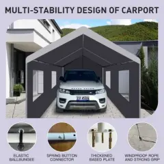 Coolbibila 10'&times;20' Carport, Heavy Duty Portable Car Tent, Storage Sheds Outdoor