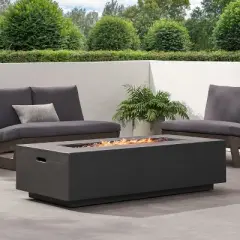GDFStudio Hearth Outdoor 50,000 BTU Rectangular Lightweight Concrete Fire Pit Table