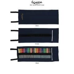 Cezanne Artist Pencil Case - Durable Blue Cotton Canvas Roll-Up Travel Art Case w/ Zipper Art Pouch for Artists, Professionals - Lightweight, Portable