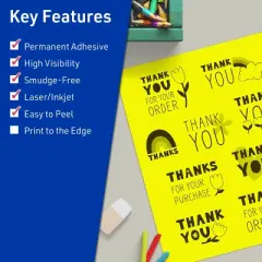 Avery Neon Yellow Sticker Paper, 8.5" x 11" Rectangle