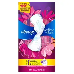 Always Radiant Regular Absorbency Pads with Wings - Scented - Size 1
