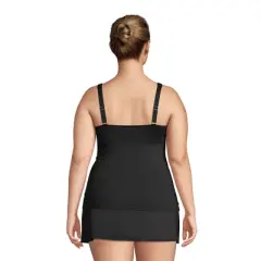 Lands' End Women's Chlorine Resistant Tummy Control V-Neck Wrap Underwire Tankini Top Swimsuit