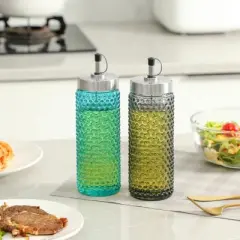 Slickblue Stylish Blue & Grey Oil Dispenser Set of 2 &ndash; 16.7 oz Capacity Each