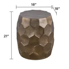 ET101 Modern Contemporary Aluminum material 21in Height End Table, Side Table with Glossy Diamond-Patterned Base Gold