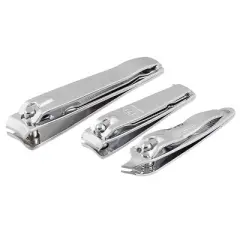 Unique Bargains Stainless Steel Fingernail Slanted Toenail Clippers Nail Clippers Set Silver Tone 3 Pcs