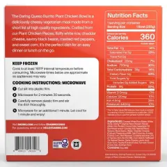 Daring Frozen Gluten Free Vegetarian Queso Burrito Plant Chicken Bowl - 9oz