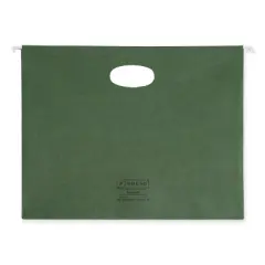 Smead 100% Recycled Hanging Pockets with Full-Height Gusset, 1 Section, 3.5" Capacity, Letter Size, Standard Green, 10/Box