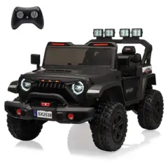 24V Kids Ride On Car, 4WD Electric Vehicle Truck with Remote Control, Ride On Truck with 3 Speeds, Led Lights, Bluetooth, for Boys Girls 3-10